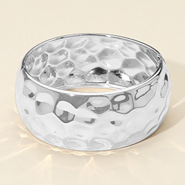 Bold Hammered Metal Hinged Bangle Bracelet