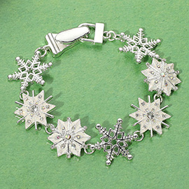 Holiday Snowflake Charm Link Magnetic Bracelet