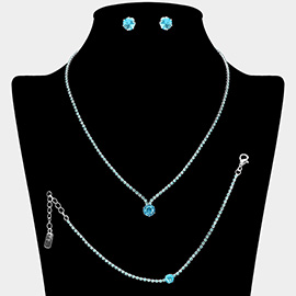 Round CZ Stone Accent Rhinestone Paved Jewelry Set