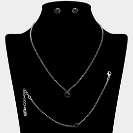 Round CZ Stone Accent Rhinestone Paved Jewelry Set