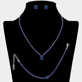 Round CZ Stone Accent Rhinestone Paved Jewelry Set