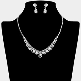 CZ Teardrop Stone Cluster Accent Rhinestone Paved Necklace