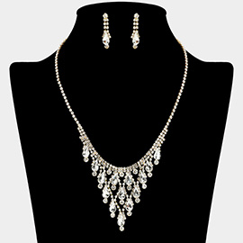 Teardrop Cluster Embellished Chandelier Accent Rhinestone Paved Necklace