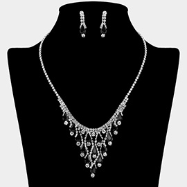 Teardrop Cluster Embellished Chandelier Accent Rhinestone Paved Necklace