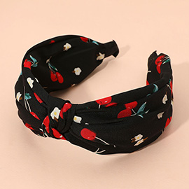 Cherry Floral Pattern Knot Headband