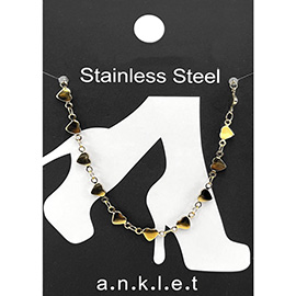 Stainless Steel Heart Link Chain Anklet