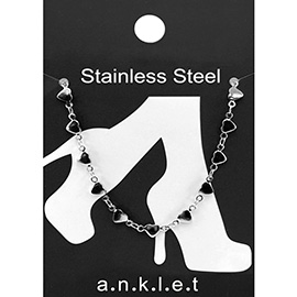 Stainless Steel Heart Link Chain Anklet