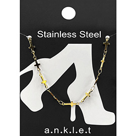 Stainless Steel Cross Link Chain Anklet