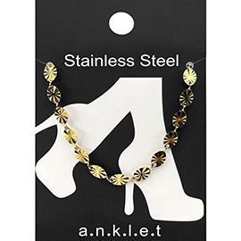 Stainless Steel Etched Disc Link Chain Anklet
