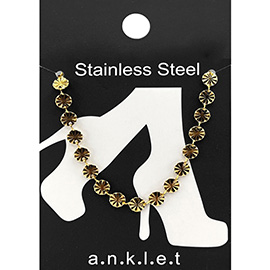 Stainless Steel Textured Disc Link Chain Anklet