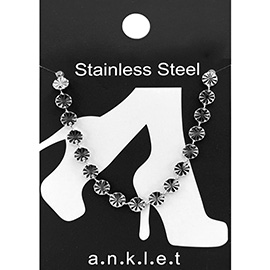 Stainless Steel Textured Disc Link Chain Anklet