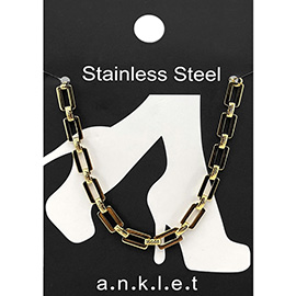 Stainless Steel Rectangular Link Chain Anklet