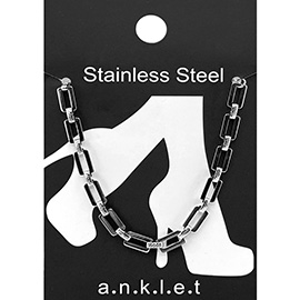 Stainless Steel Rectangular Link Chain Anklet