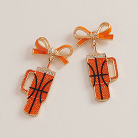 Bow Basketball Themed Tumbler Dangle Earrings