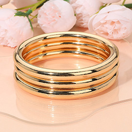 3PCS - Glossy Metal Bangle Multi Layered Bracelets