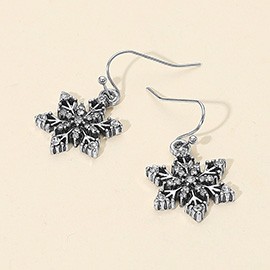 Stone Studded Snowflake Dangle Earrings