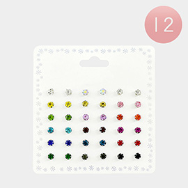 12 SET OF 18 - Crystal Stud Earring Set