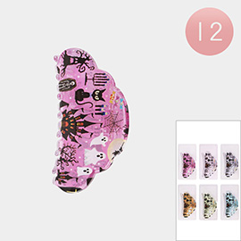 12PCS - Halloween Cartoon Print Hair Claw Clips