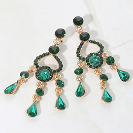Teardrop Stone Cluster Rip Chandelier Dangle Evening Earrings