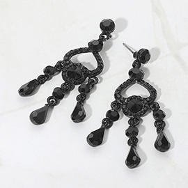 Teardrop Stone Cluster Rip Chandelier Dangle Evening Earrings