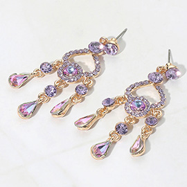 Teardrop Stone Cluster Rip Chandelier Dangle Evening Earrings