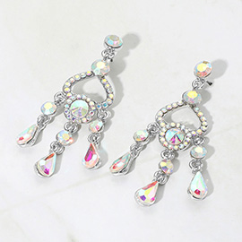 Teardrop Stone Cluster Rip Chandelier Dangle Evening Earrings