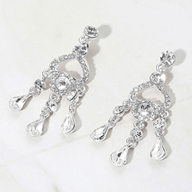 Teardrop Stone Cluster Rip Chandelier Dangle Evening Earrings