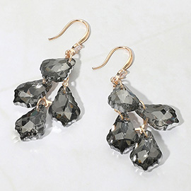 Faceted Teardrop Stone Cluster Link Drop Dangle Evening Earrings