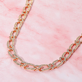 Stone Paved Chunky Chain Necklace