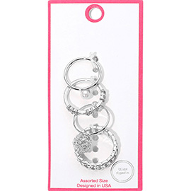 4PCS - Pearl Stone Shamballa Ball Accent Stackable Ring Set