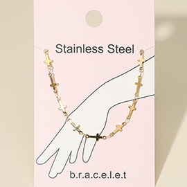 Stainless Steel Cross Link Chain Bracelet