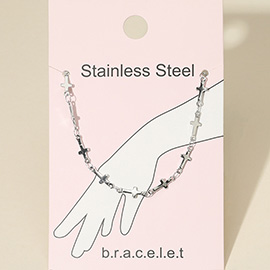 Stainless Steel Cross Link Chain Bracelet