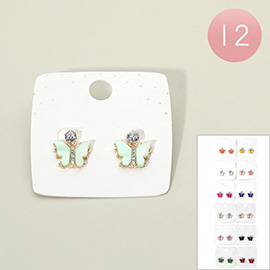 12Pairs - Butterfly Dangle Earrings