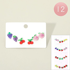 12 SET OF 3 - Fruit Assorted Stud Earring Set