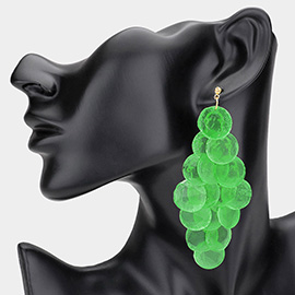 Oversized Transparent Colored Resin Disc Layered Chandelier Earrings