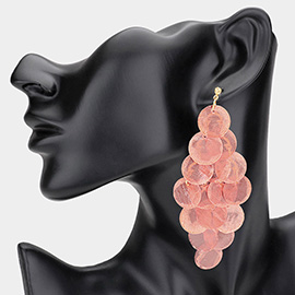 Oversized Transparent Colored Resin Disc Layered Chandelier Earrings