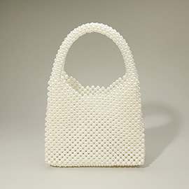 Pearl Beaded Top Handle Handbag