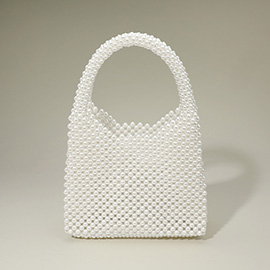 Pearl Beaded Top Handle Handbag