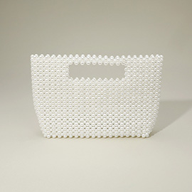 Pearl Beaded Open Top Handbag