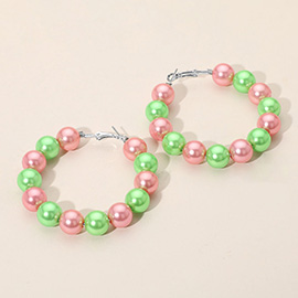 Pearl Ball Hoop Earrings