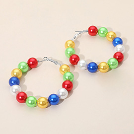 Pearl Ball Hoop Earrings