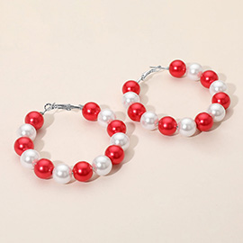 Pearl Ball Hoop Earrings