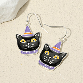 Halloween Black Cat Dangle Earrings