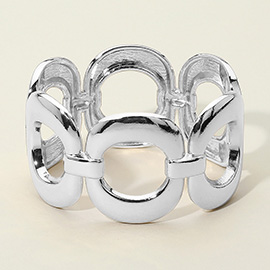 Bold Geometric Open Link Statement Hinged Bangle Bracelet