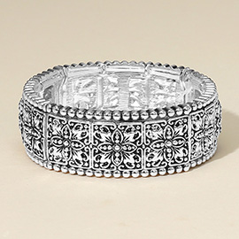 Vintage Boho Metal Floral Stretch Bracelet