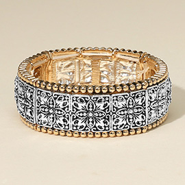 Vintage Boho Metal Floral Stretch Bracelet