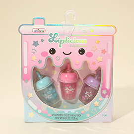 3PCS - HOT FOCUS Kids Boba Lip Gloss Set
