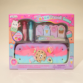 4PCS - HOT FOCUS Kids Silicone Charm Pencil Stationery Set