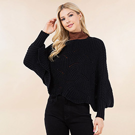 Openwork Loose Knit Batwing Sweater
