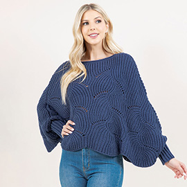 Openwork Loose Knit Batwing Sweater